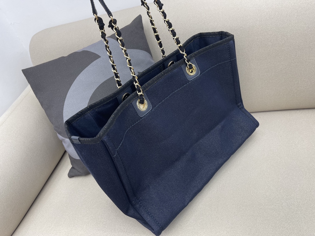 Deauville Tweeds Fabrics Small Shopping Shoulder Bag Tote Bag AS3257 Dark Blue